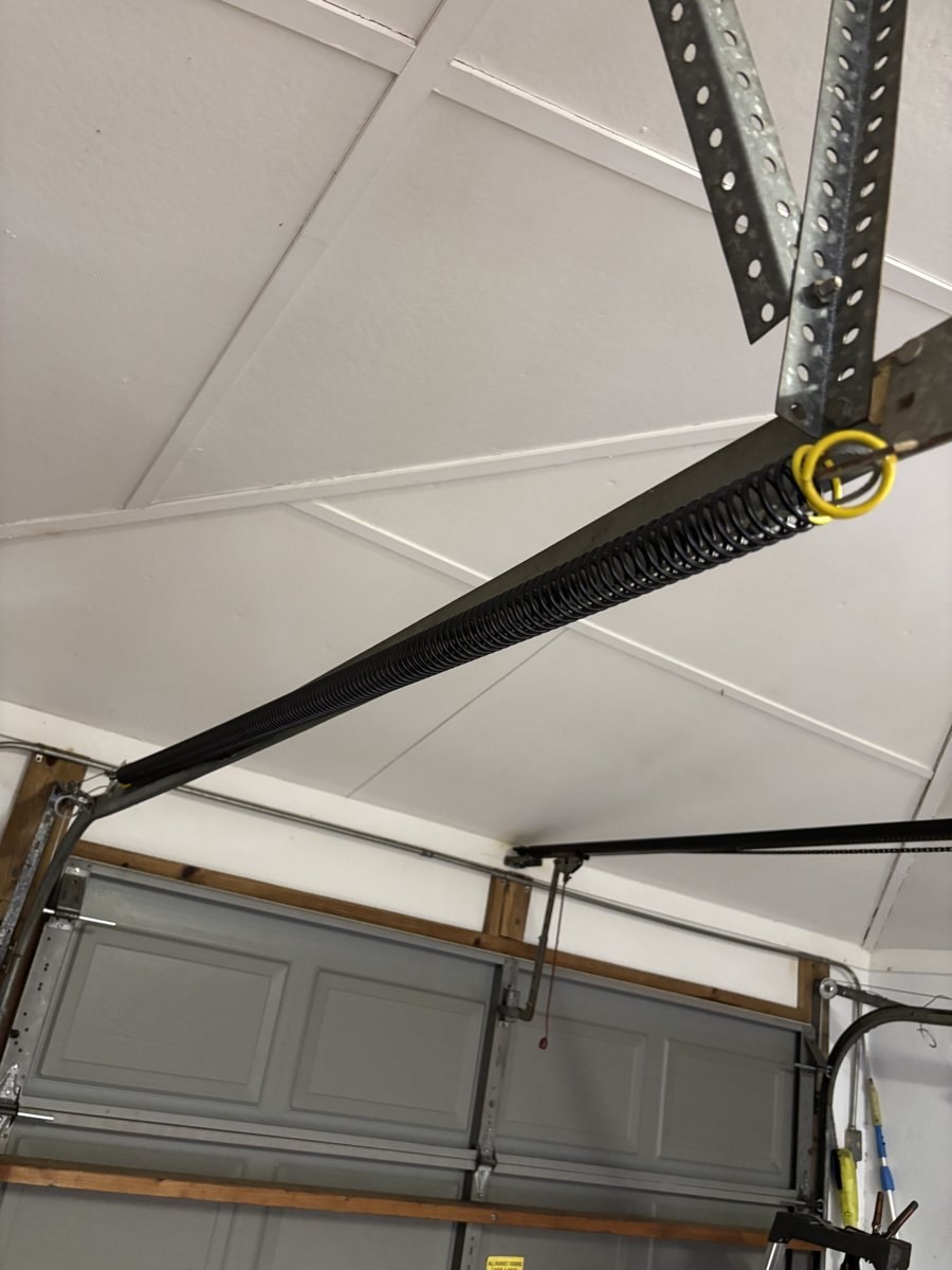 Garage door repair work in progress