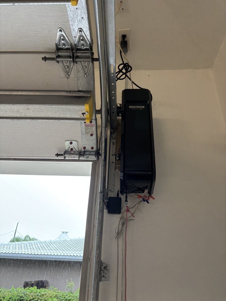 Garage door repair work in progress